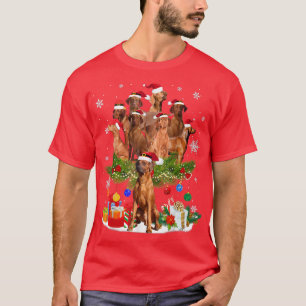 Camiseta Redbone Coonhound Christmas Tree Lights Funny Dog 