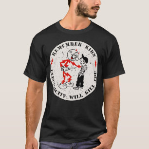 Camiseta Reddy Kilowatt recuerda que la electricidad matará
