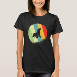 Camiseta Redondeo de animales de foca con colores retro