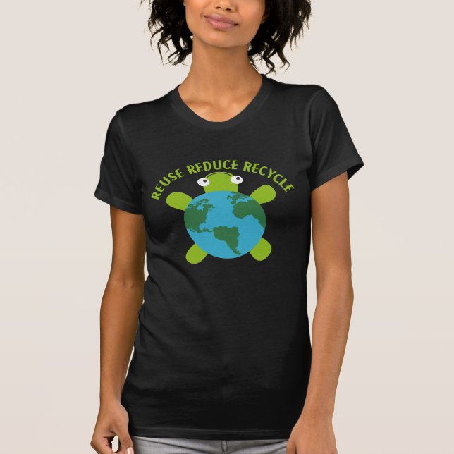 Camiseta Reducir la reutilización de la tortuga de reciclaj (Anverso)