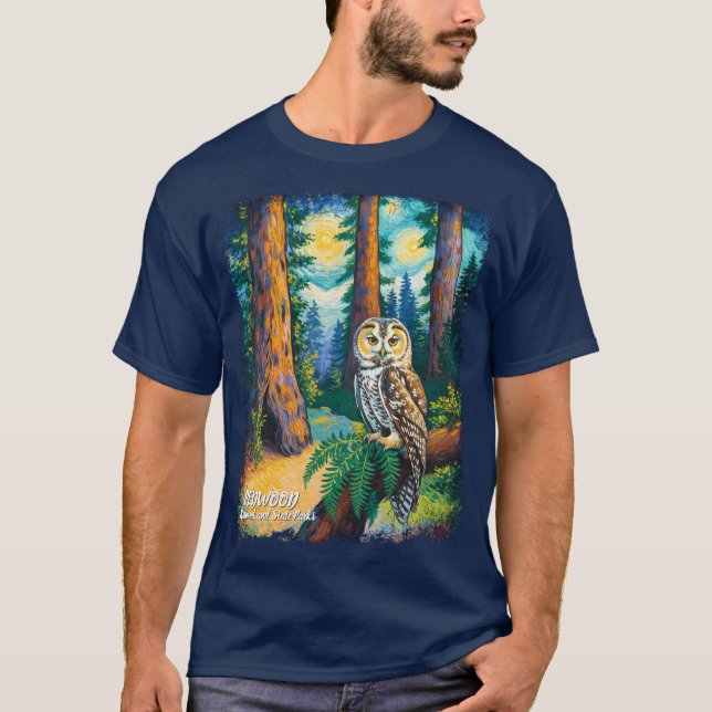 Camiseta Redwood National Park Colorful Forest Owl Wildlife (Anverso)