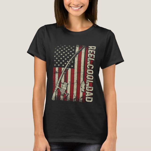 Camiseta Reel Cool Dad American Flag Fishing Christmas (Anverso)