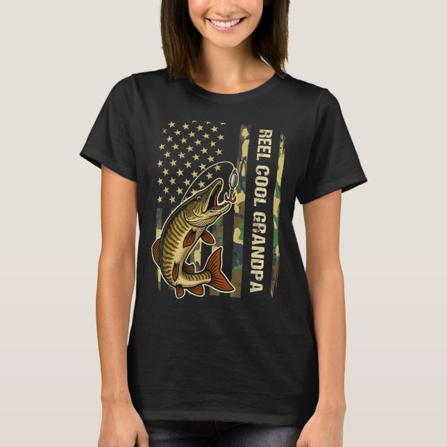 Camiseta Reel Cool Grandpa Muskie Fishing Fisherman America (Anverso)