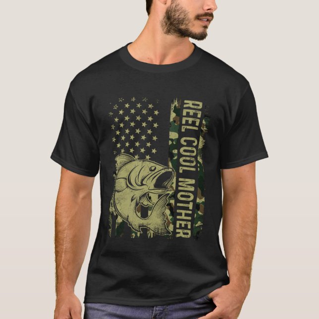 Camiseta Reel Cool Mother Camouflage American Flag Fishing (Anverso)