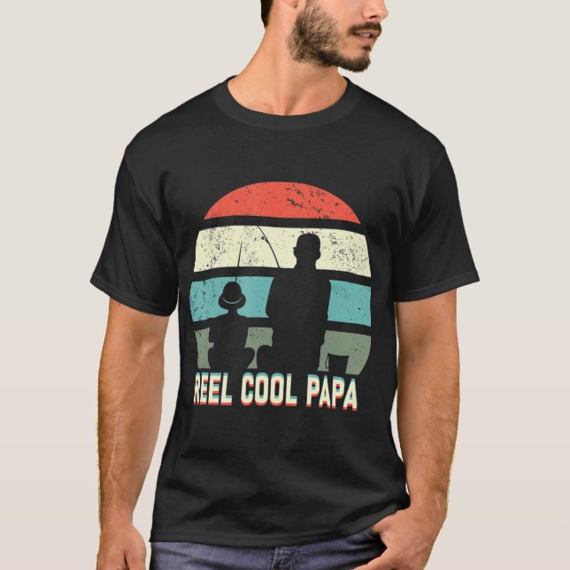 Camiseta reel cool papa papa papi papi pescador papá padre  (Anverso)