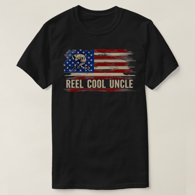Camiseta Reel Cool Uncle American USA Flag Funny FishingFis (Diseño del anverso)