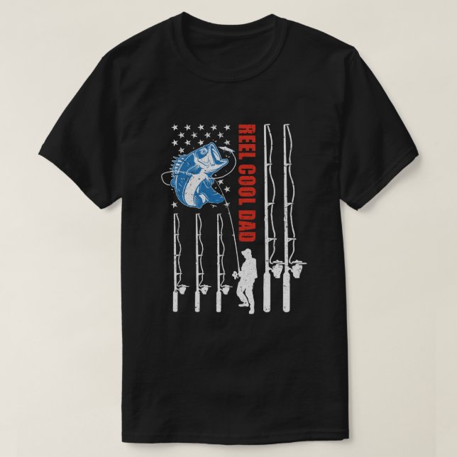 Camiseta Reel Guay Dad American Flag Pescadores Pescadores  (Diseño del anverso)