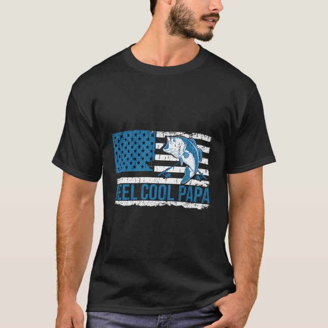 Camiseta Reel Guay Dad Papa Papa American Flag Fishing Fish (Anverso)