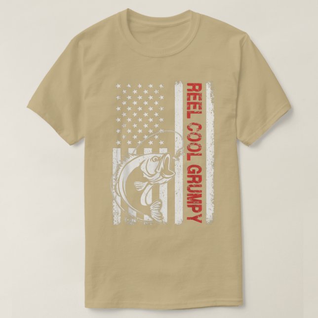 Camiseta Reel Guay Grumpy USA Bandera Pesca Día del Padre  (Diseño del anverso)
