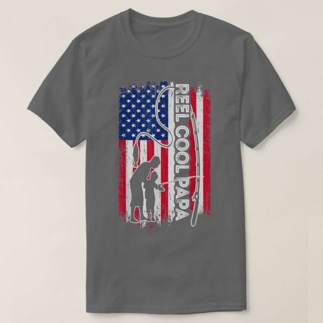 Camiseta Reel Guay PAPA Pescador Bandera Americana PAPA F (Diseño del anverso)