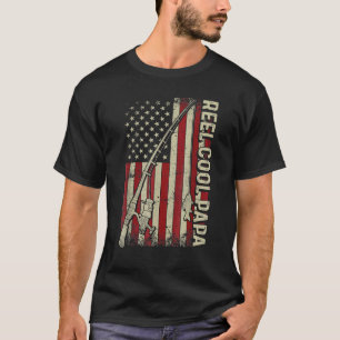 Camiseta Reel Guay Papa Pescador de bandera estadounidense
