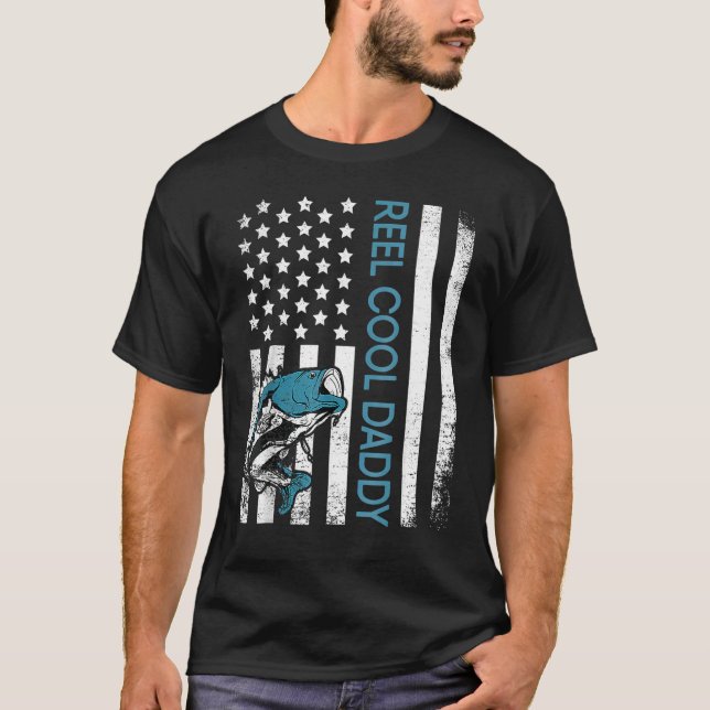 Camiseta Reel Guay Papa Us bandera del pescador papá padre  (Anverso)
