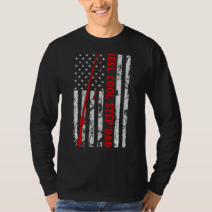 Camiseta Reel Guay Step Dad Dad Pescado Bandera Estadounide