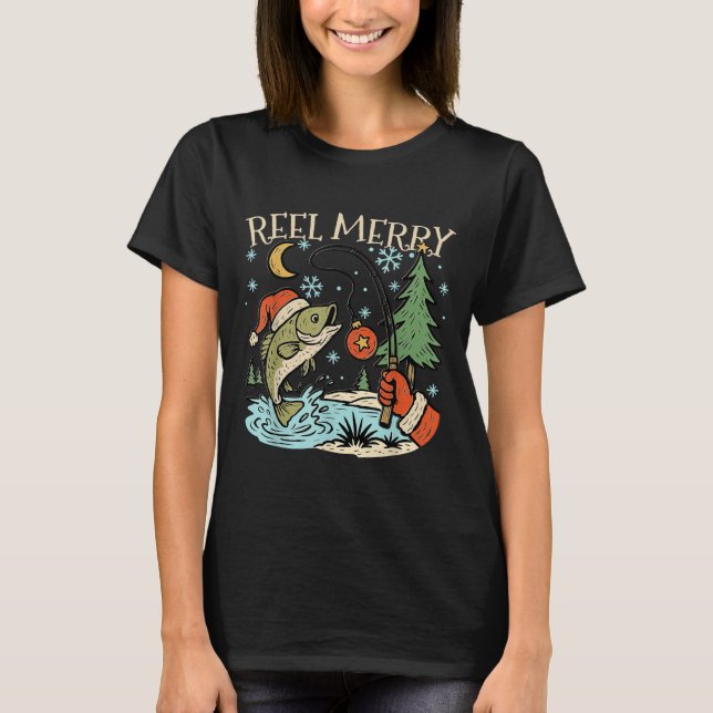 Camiseta Reel Merry Christmas Fishing Funny Hook B Fi-shirt (Anverso)