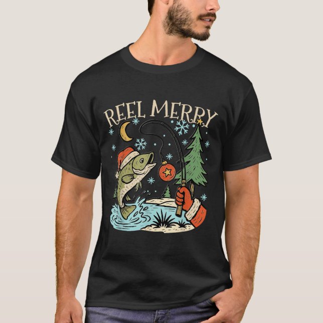 Camiseta Reel Merry Christmas Fishing Funny Hook B Fi-shirt (Anverso)