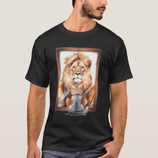 Camiseta Reflejar Reflexión De Gato A León (Anverso)