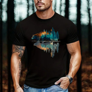Camiseta Reflejo de árboles Vida silvestre Naturaleza Oso A