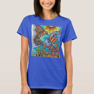 Camiseta Reflejo de Arte de Pez Dorado Colibrí