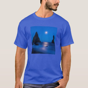 Camiseta Reflejo de la salida de la luna   Islandia, Reynis