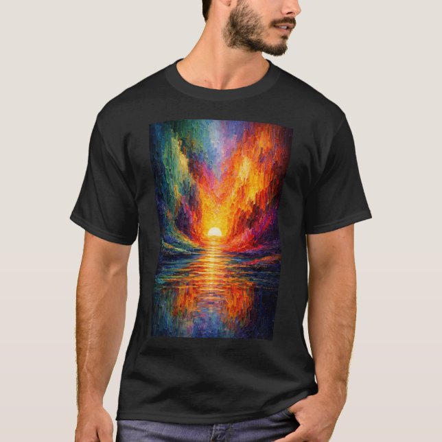 Camiseta Reflejo de puesta de sol abstracta vibrante (Anverso)