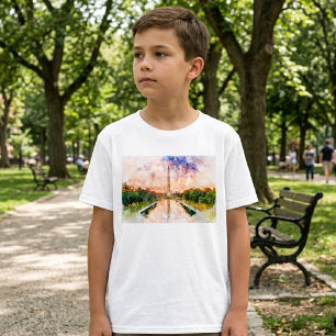 Camiseta Reflejo del Monumento a Washington en Puesta de So