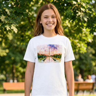 Camiseta Reflejo del Monumento a Washington en Puesta de So