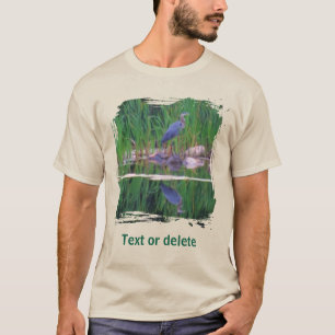 Camiseta Reflejos de Garza Azul Pintura de Animales 