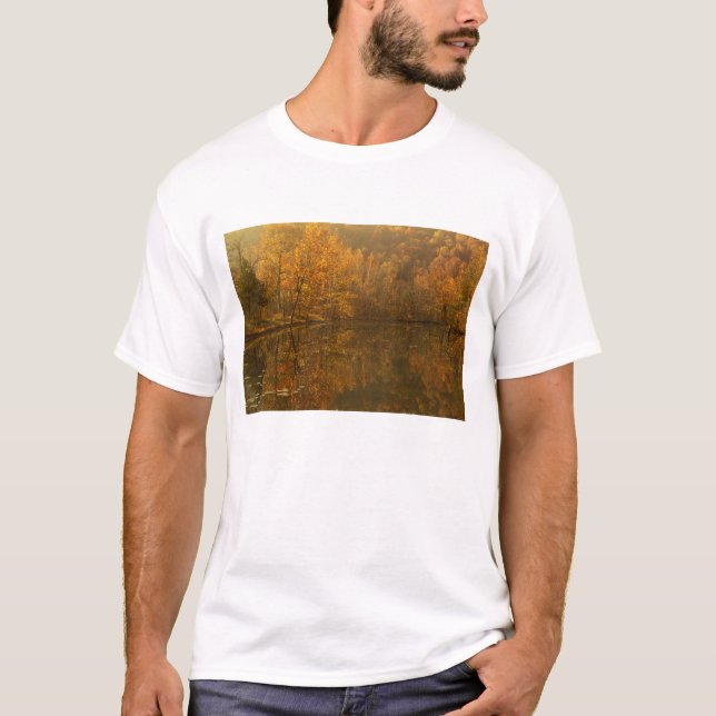 Camiseta Reflejos de otoño en el estanque. (Anverso)