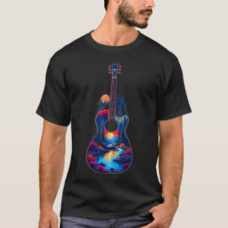 Camiseta Reflejos del lago de Guitarra Bosque Pino Luna Cam