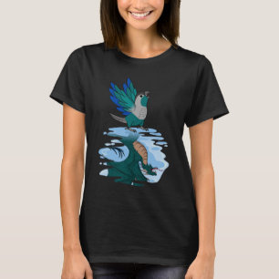 Camiseta Reflexión de loro y dragón en la mejilla verde tur