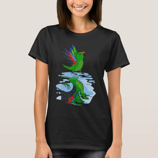 Camiseta Reflexión de loro y dragón en macho ecléctus (Anverso)
