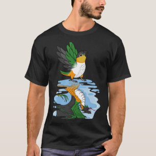 Camiseta Reflexión de loro y dragón I Caique de cabeza negr