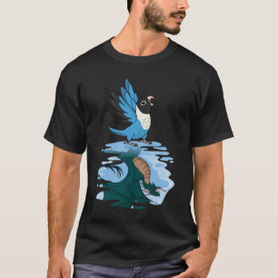 Camiseta Reflexión de loro y dragón I Caramelo azul