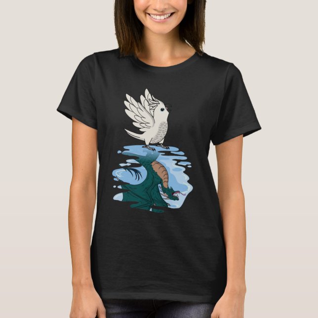 Camiseta Reflexión de loro y dragón I Cockatoo blanco 2 (Anverso)