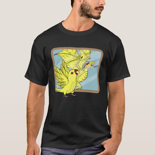 Camiseta Reflexión de loro y dragón I Ringnec indio amarill (Anverso)