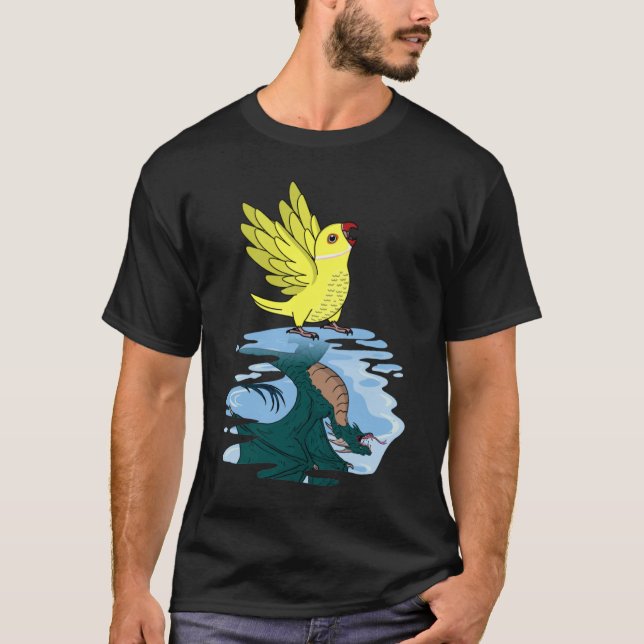 Camiseta Reflexión de loro y dragón I Ringnec indio amarill (Anverso)