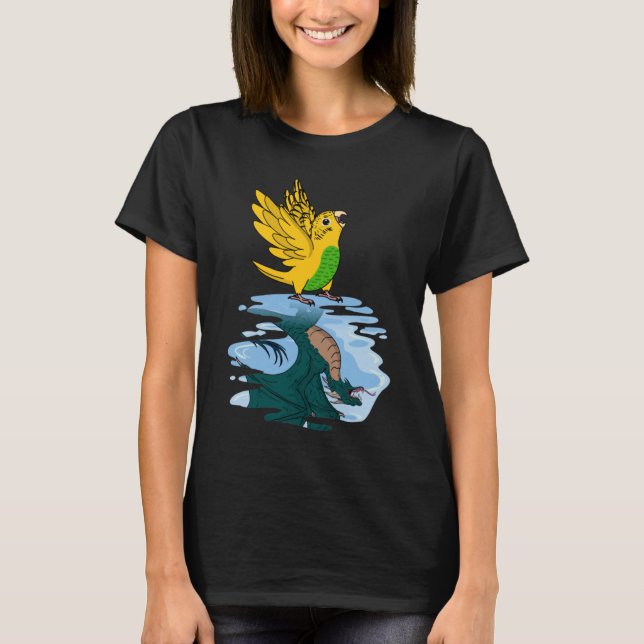Camiseta Reflexión de loro y dragón sobre el Budgie Budgeri (Anverso)