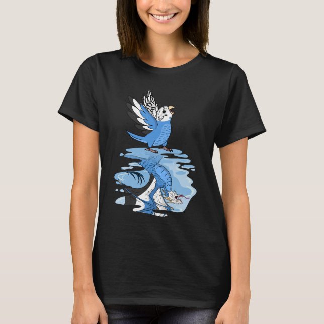 Camiseta Reflexión de loro y dragón sobre el Budgie Budgeri (Anverso)