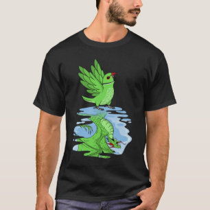 Camiseta Reflexión de loro y dragón sobre el cuello del ani