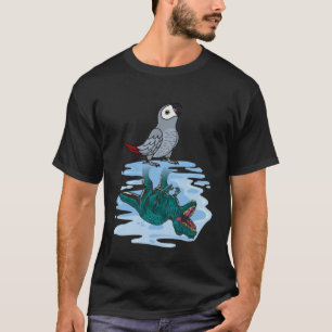 Camiseta Reflexión de loro y sexo en gris africano