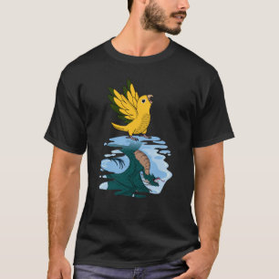 Camiseta Reflexión de loros y dragones en el dorado