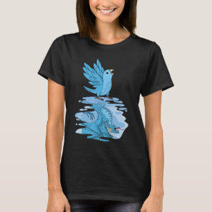 Camiseta Reflexión de loros y dragones en perdigón azul