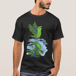 Camiseta Reflexión de loros y dragones en perdigón verde