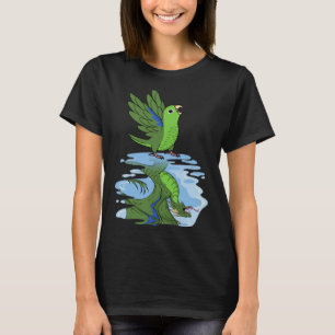 Camiseta Reflexión de loros y dragones en perdigón verde
