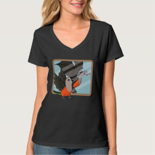 Camiseta Reflexión de loros y dragones I Loro rojo con barr