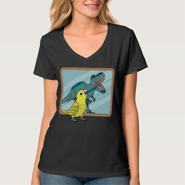 Camiseta Reflexión loro y rex en perrito amarillo (Anverso)