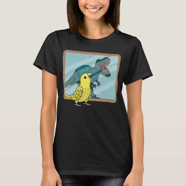 Camiseta Reflexión loro y rex en perrito amarillo (Anverso)