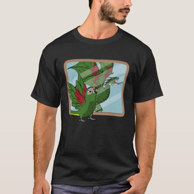Camiseta Reflexión sobre el loro y el dragón en Hahns Macaw (Anverso)