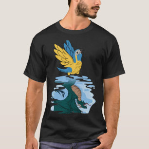 Camiseta Reflexión sobre el loro y el dragón I Macao azulad
