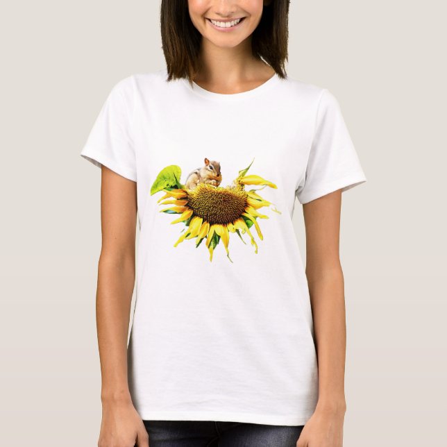 Camiseta Refrigerio de Chipmunk sobre semillas de girasol (Anverso)